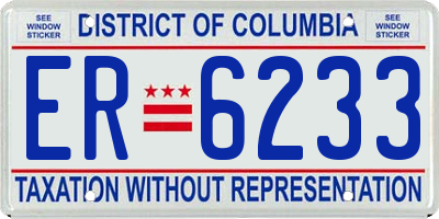 DC license plate ER6233