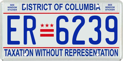 DC license plate ER6239