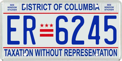 DC license plate ER6245