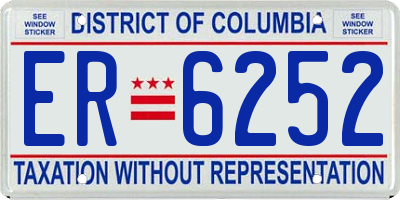 DC license plate ER6252