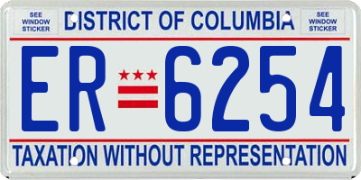 DC license plate ER6254