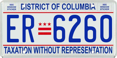 DC license plate ER6260
