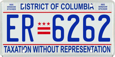 DC license plate ER6262