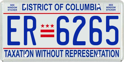 DC license plate ER6265