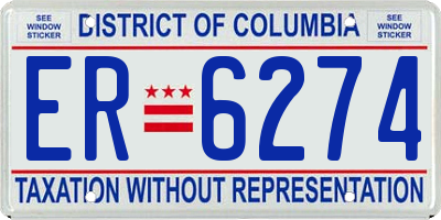 DC license plate ER6274