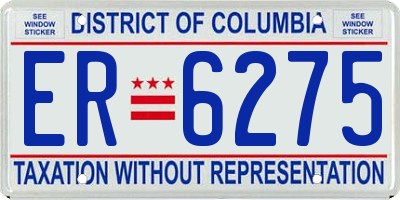 DC license plate ER6275