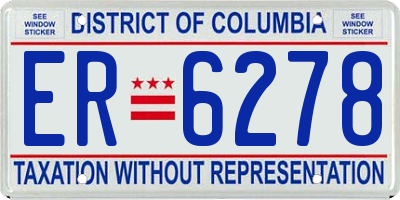 DC license plate ER6278