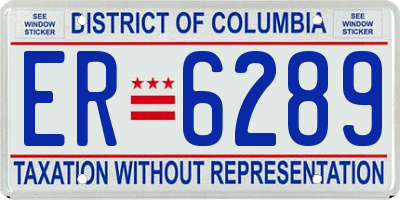 DC license plate ER6289