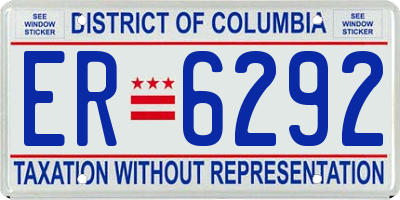 DC license plate ER6292