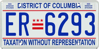 DC license plate ER6293