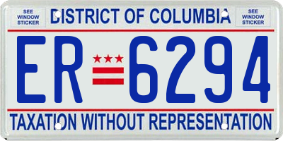 DC license plate ER6294