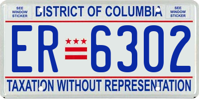 DC license plate ER6302