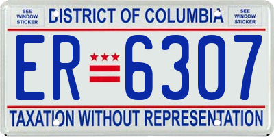 DC license plate ER6307