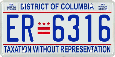 DC license plate ER6316