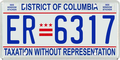 DC license plate ER6317