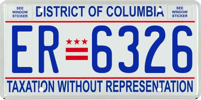 DC license plate ER6326