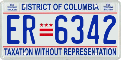 DC license plate ER6342