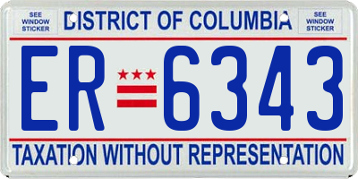DC license plate ER6343