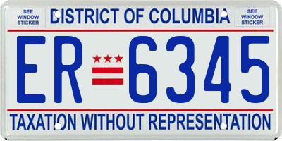 DC license plate ER6345