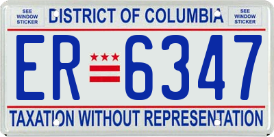 DC license plate ER6347