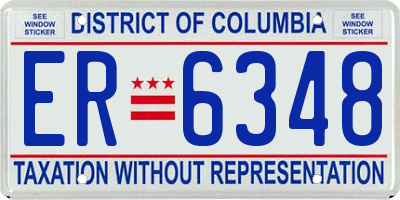 DC license plate ER6348
