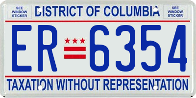 DC license plate ER6354
