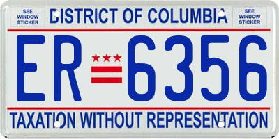 DC license plate ER6356