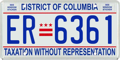 DC license plate ER6361