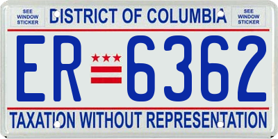 DC license plate ER6362