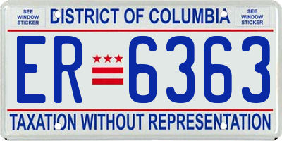 DC license plate ER6363