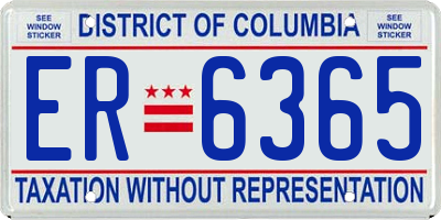 DC license plate ER6365