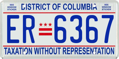 DC license plate ER6367
