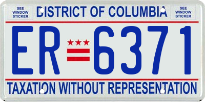 DC license plate ER6371
