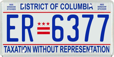 DC license plate ER6377