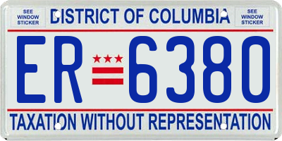 DC license plate ER6380