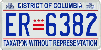 DC license plate ER6382
