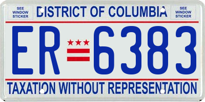 DC license plate ER6383