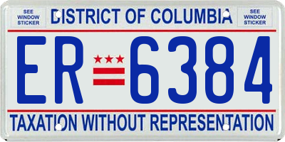 DC license plate ER6384