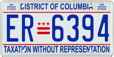 DC license plate ER6394