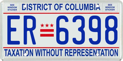 DC license plate ER6398