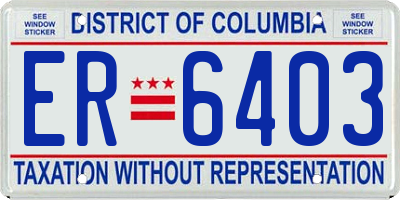 DC license plate ER6403