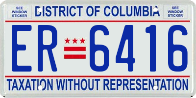 DC license plate ER6416