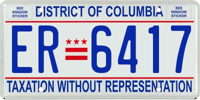DC license plate ER6417