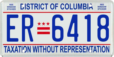 DC license plate ER6418