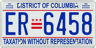 DC license plate ER6458