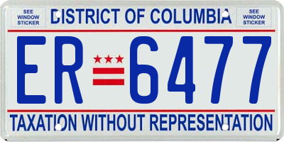 DC license plate ER6477