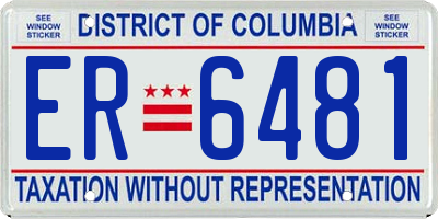 DC license plate ER6481