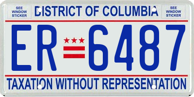 DC license plate ER6487
