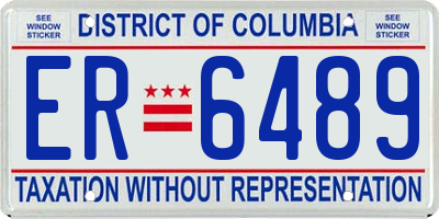 DC license plate ER6489