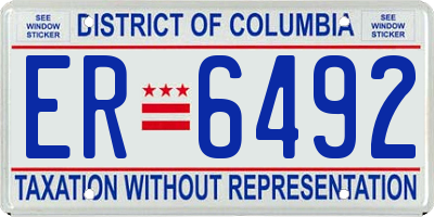 DC license plate ER6492